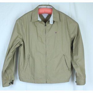 TOMMY HILFIGER Size XLarge Tan Khaki Small Flag Mesh Lined Windbreaker Jacket